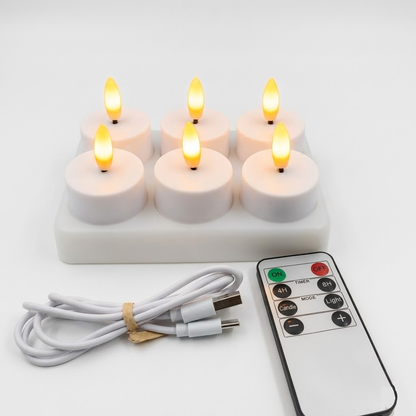 LED-Kerzen Flammenlos Set Fernbedienung Timer USB Wiederaufladbar