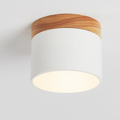 Skandinavische Macaron LED-Deckenleuchte | Holz-Akzent Aufbaustrahler
