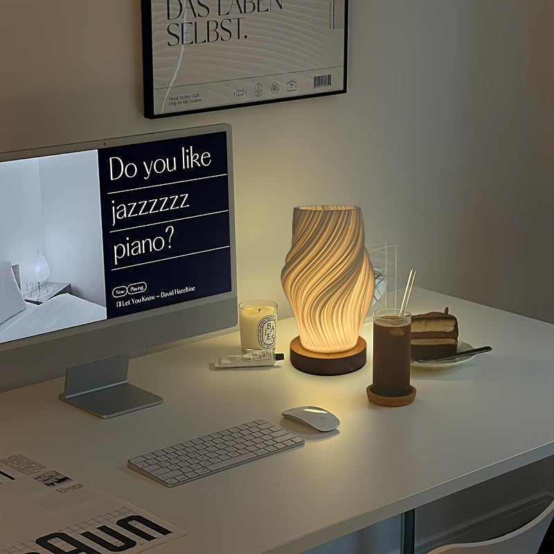 Lampă de masă modernă cu LED în spirală | Lumină minimalistă reglabilă pentru noptieră și birou