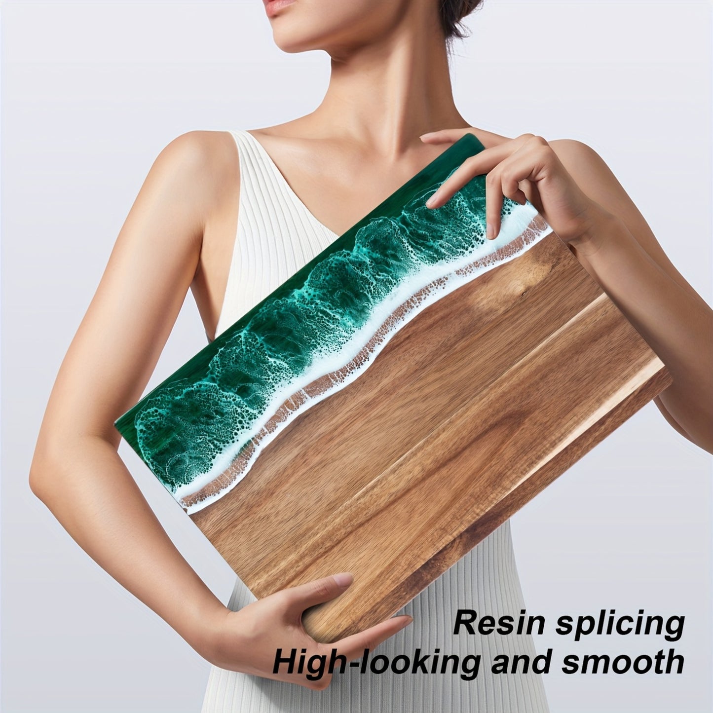 Tagliere in resina Wave | Tagliere per formaggi e portata in legno di acacia ispirato all'oceano