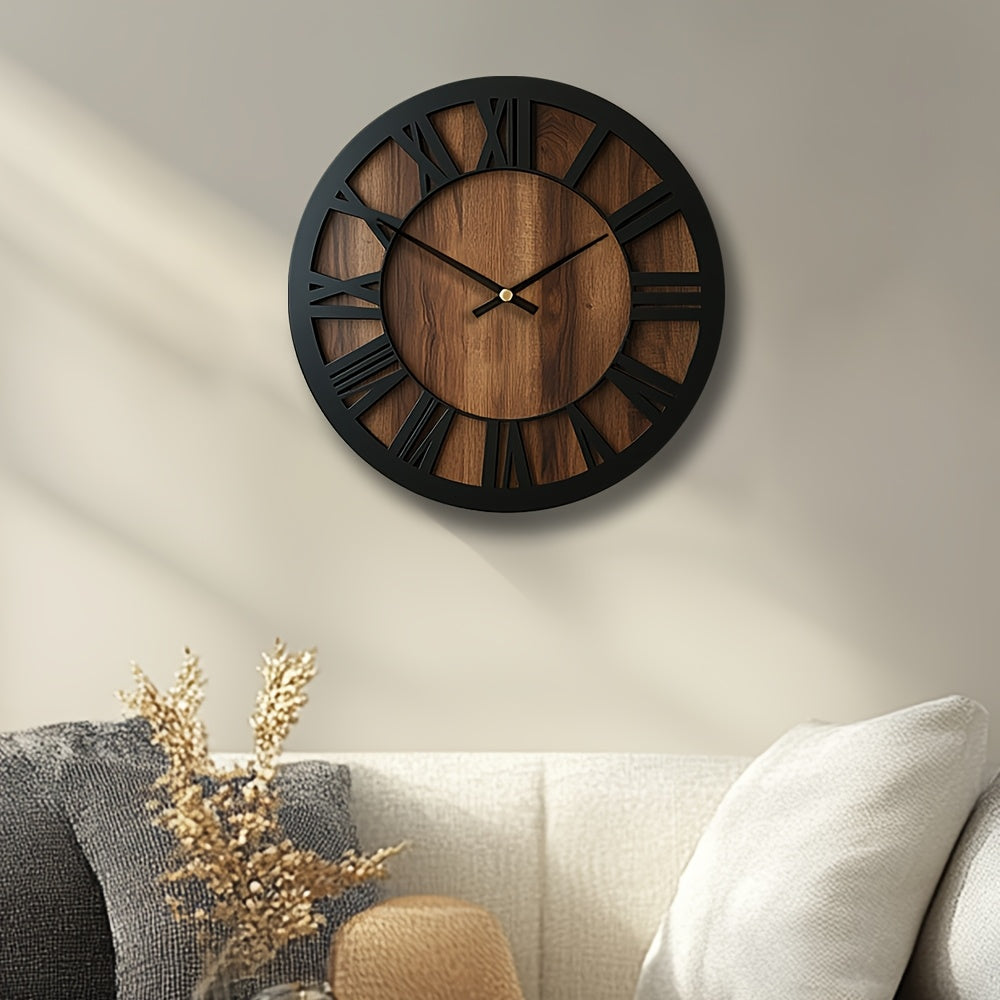 Reloj de Pared Vintage de Madera | Diseño con Números Romanos