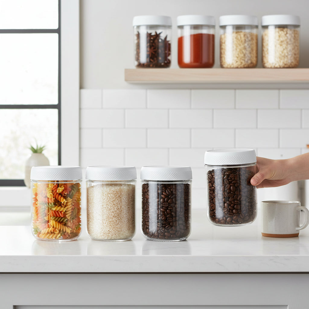 Barattoli Vetro Ermetici Contenitori Cucina Impilabili Conservazione