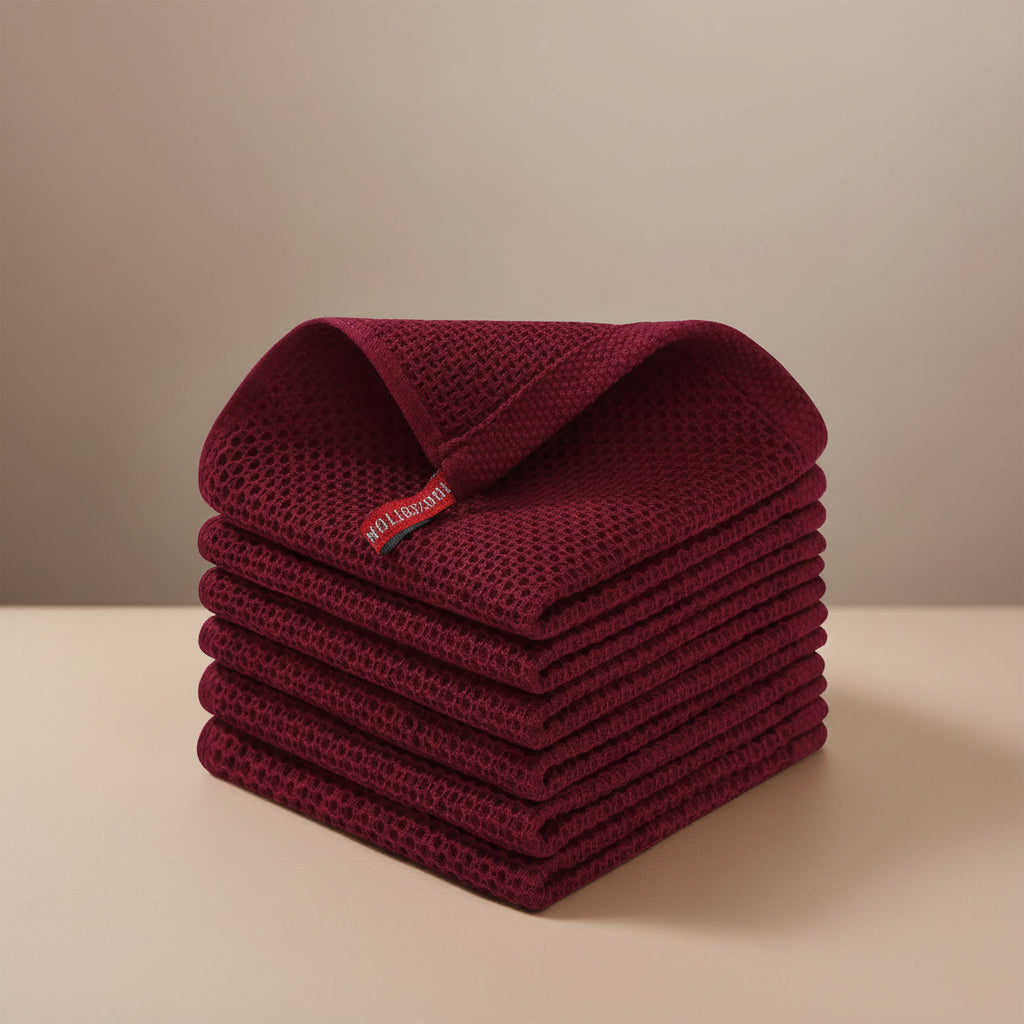 Conjunto de Panos de Algodão Macios Absorventes com Padrão de Colmeia