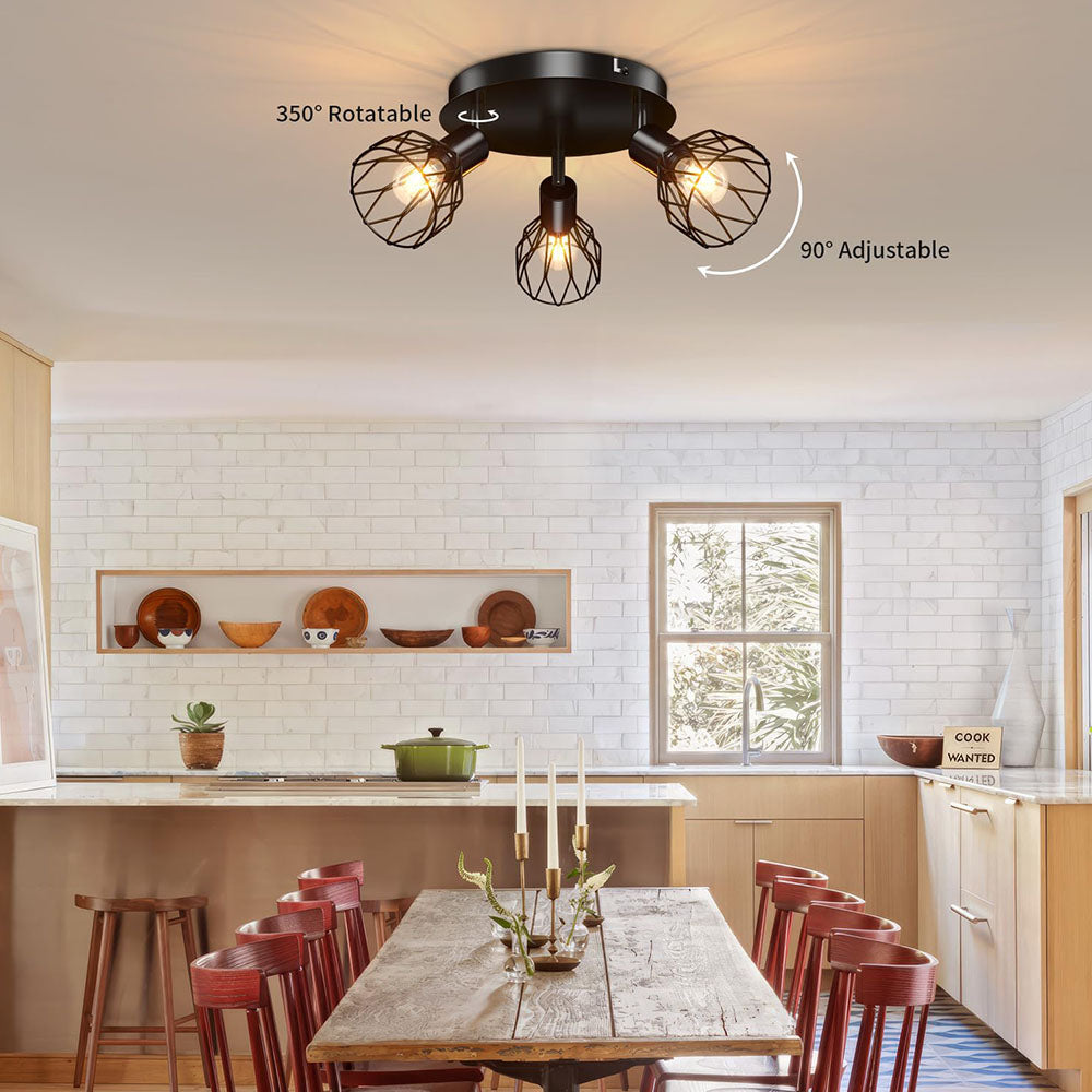 Industriel justerbar sort spotlight loftslampe | Vintage funktionalitet