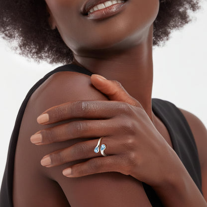 Mothers Day Birthstone Ring Dainty Silver Adjustable Ring