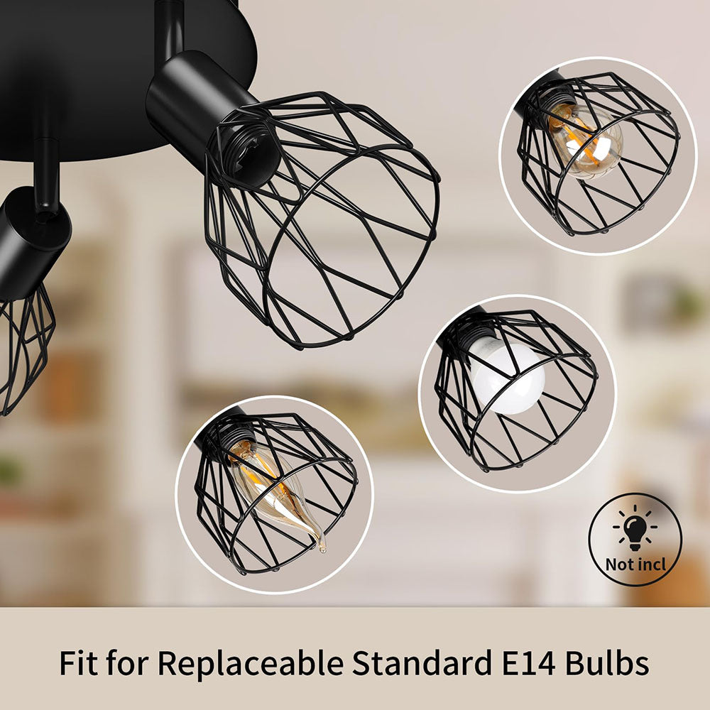 Industriel justerbar sort spotlight loftslampe | Vintage funktionalitet
