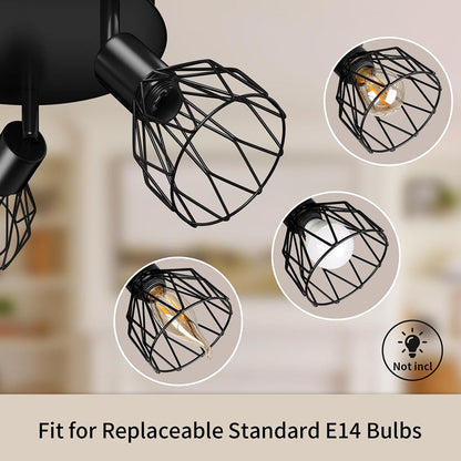 Industriel justerbar sort spotlight loftslampe | Vintage funktionalitet