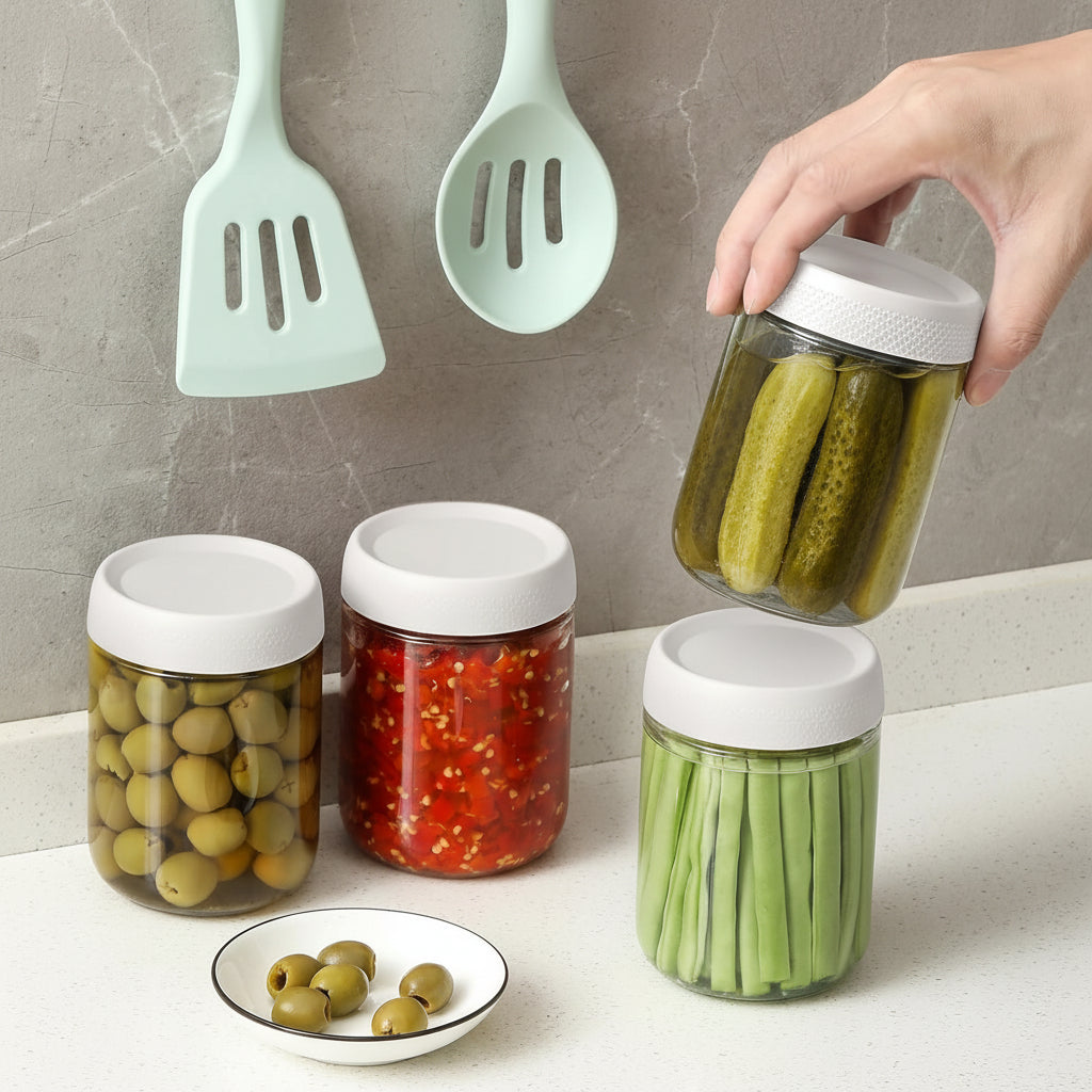 Barattoli Vetro Ermetici Contenitori Cucina Impilabili Conservazione