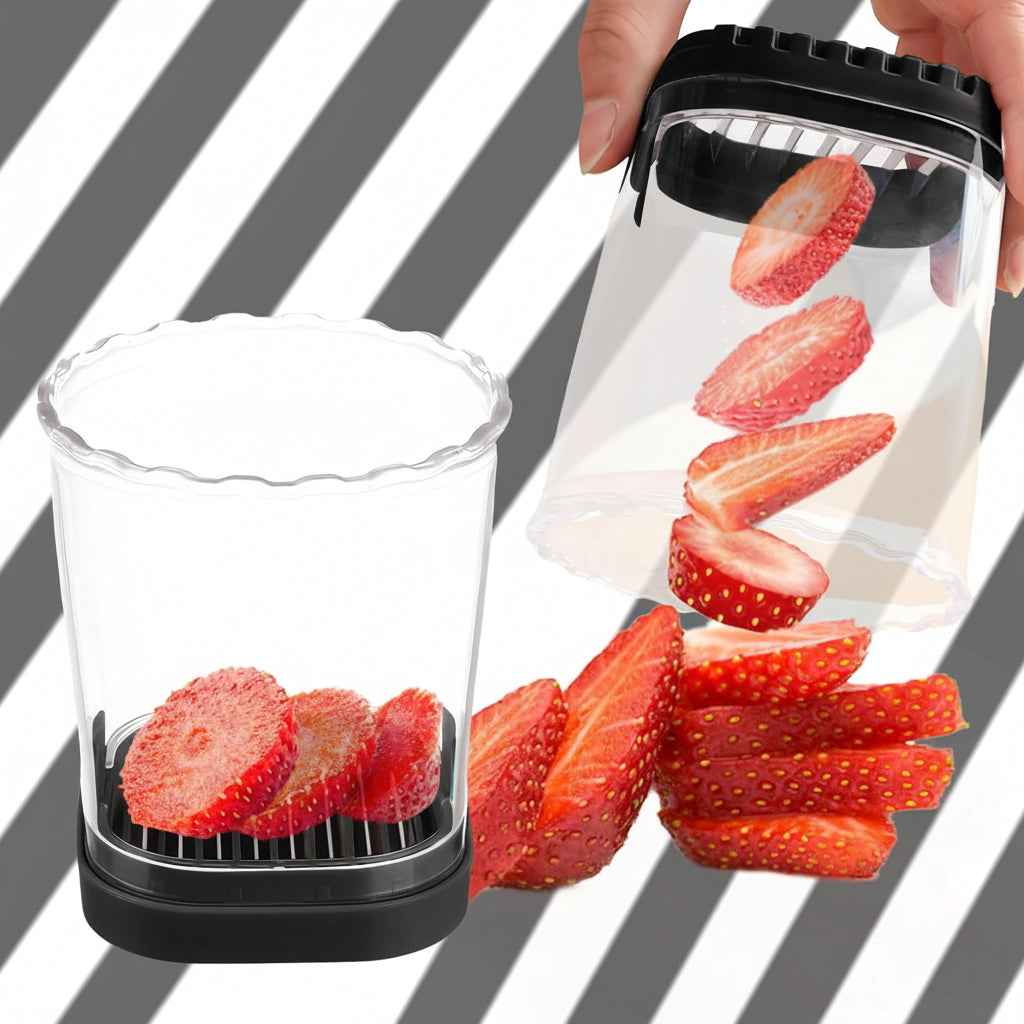 Cortador Frutas Acero Inoxidable 8 Cuchillas Rebanador Fresas