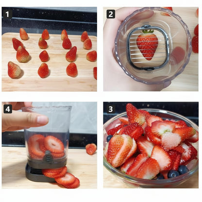 Cortador Frutas Acero Inoxidable 8 Cuchillas Rebanador Fresas