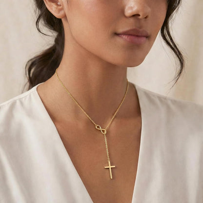 Halskette Kreuz Y Anhänger Muttertag Gold Unendlichkeit Schmuck