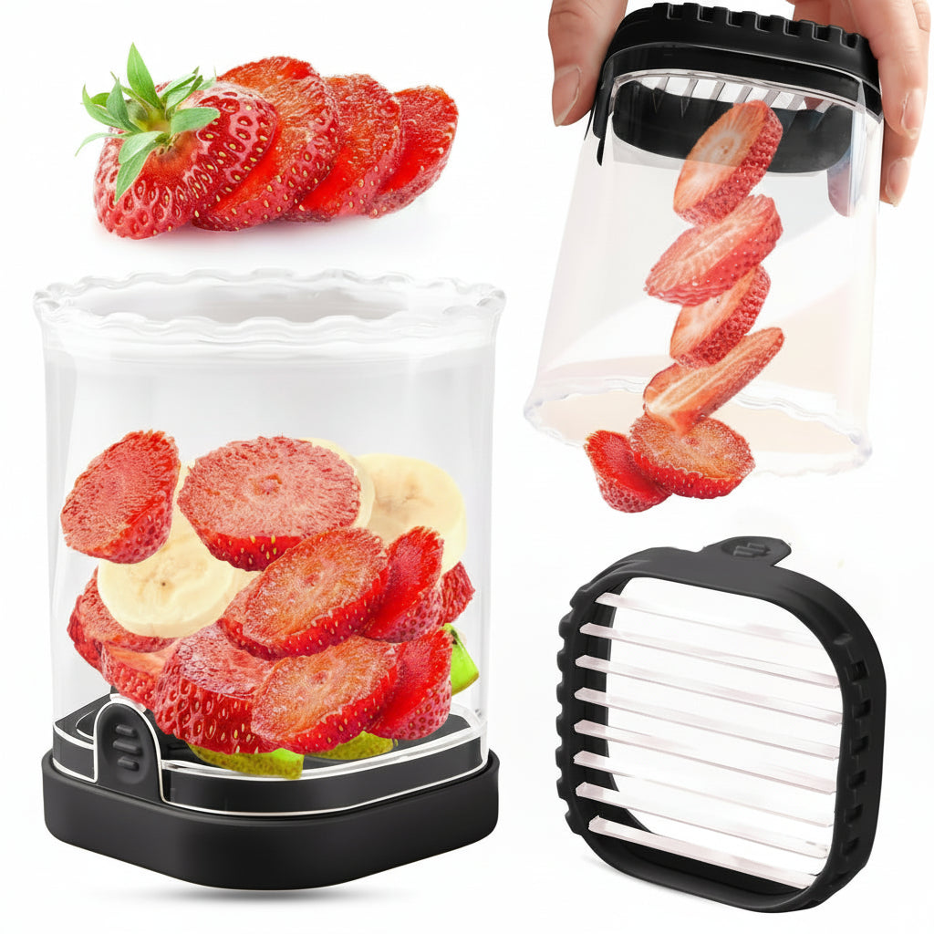 Cortador Frutas Acero Inoxidable 8 Cuchillas Rebanador Fresas