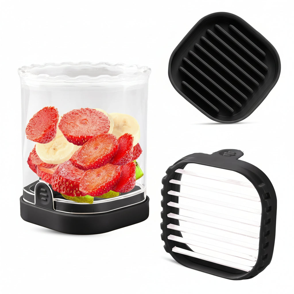 Cortador Frutas Acero Inoxidable 8 Cuchillas Rebanador Fresas