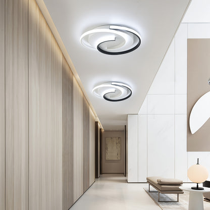 Moderne LED loftslampe | Swirl sort og hvid design