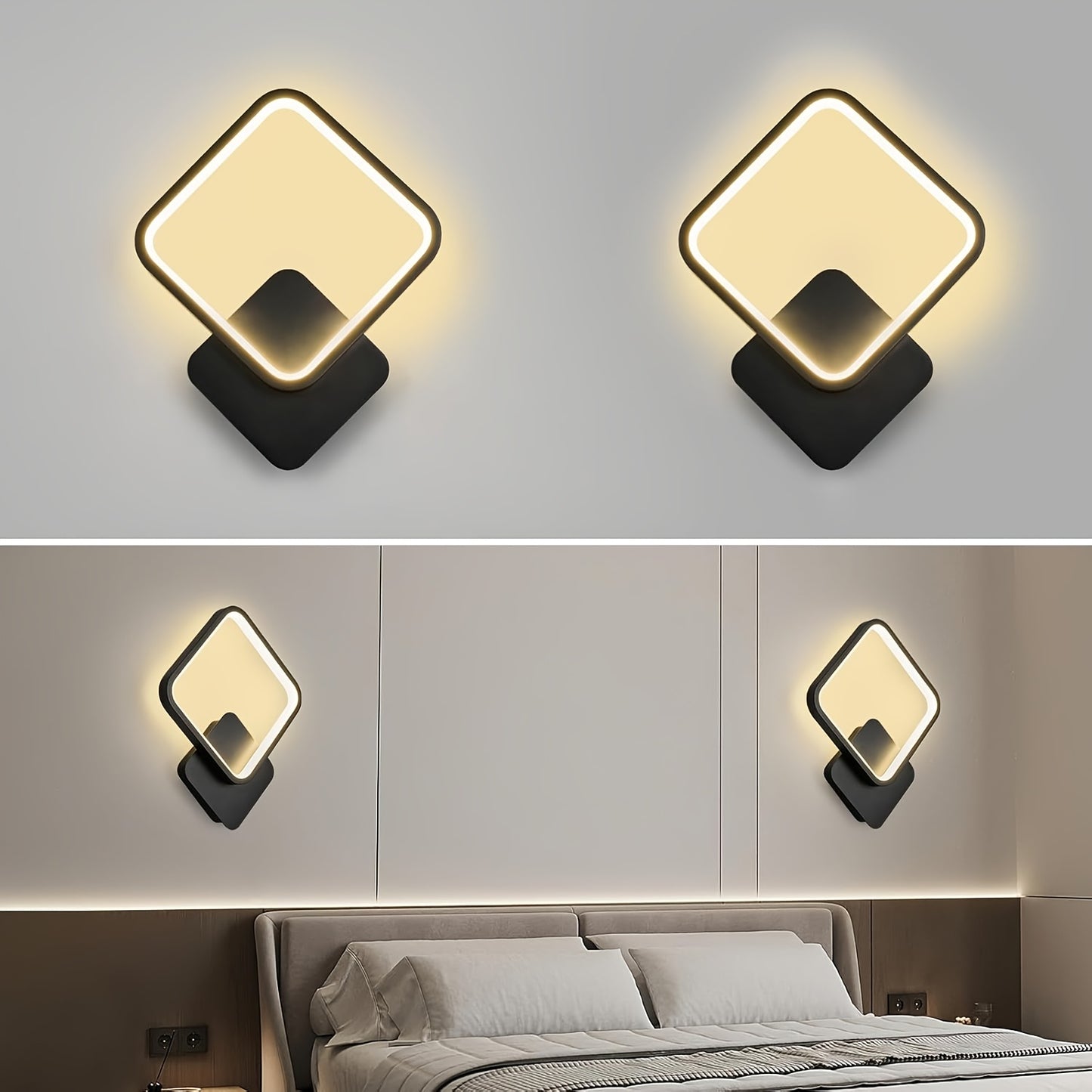 Candeeiro de Parede LED Quadrado Moderno | Luminária Geométrica Minimalista