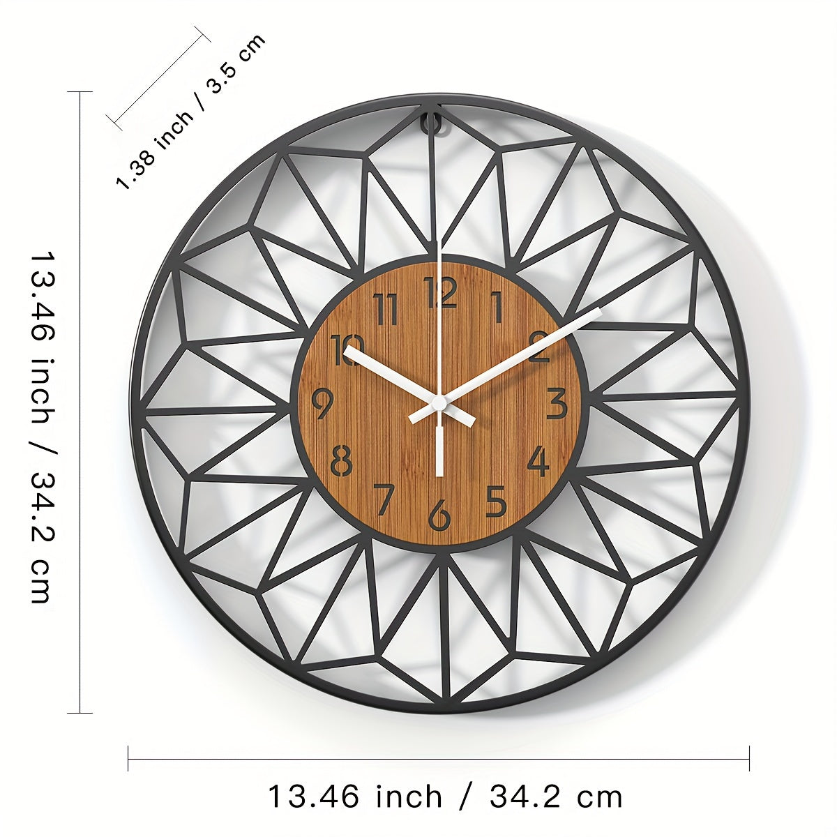 Orologio da Parete Moderno in Metallo | Design Centrale Effetto Legno
