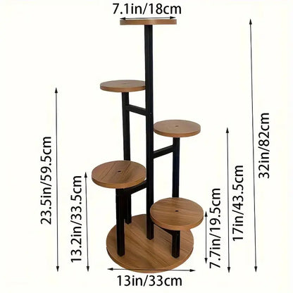 Verdura | 6-stufiges rundes Pflanzenregal | Holz