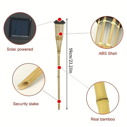 Solar Bambus-Flammenlichter (2er-Pack) | 12-LED Solar-Gartenlaternen für den Außenbereich