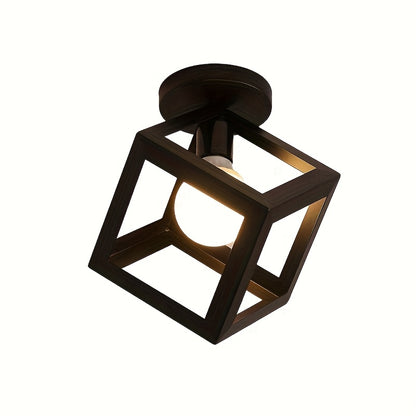 Geometric Cube Ceiling Light | Modern Industrial Semi Flush Mount Fixture