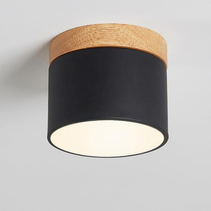 Skandinavische Macaron LED-Deckenleuchte | Holz-Akzent Aufbaustrahler