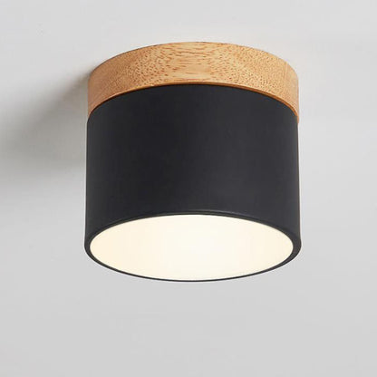 Skandinavische Macaron LED-Deckenleuchte | Holz-Akzent Aufbaustrahler