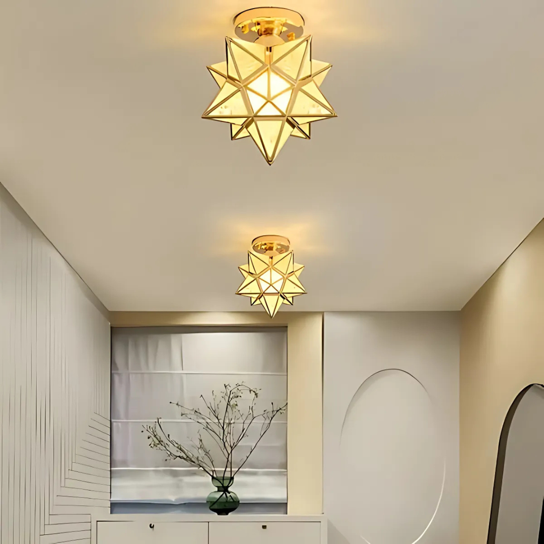מנורת תקרה LED של Xelio | אור כוכב גאומטרי אלגנטי