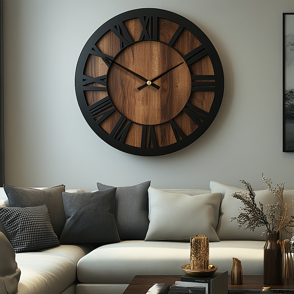 Reloj de Pared Vintage de Madera | Diseño con Números Romanos