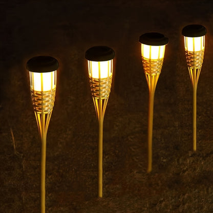Solar Bambus-Flammenlichter (2er-Pack) | 12-LED Solar-Gartenlaternen für den Außenbereich
