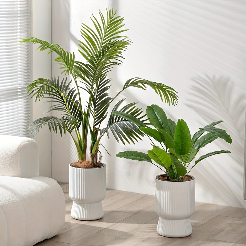 Hvid selvvandende blomsterpotte | Moderne vinrueglas-design plantekrukke med vandstandsmåler