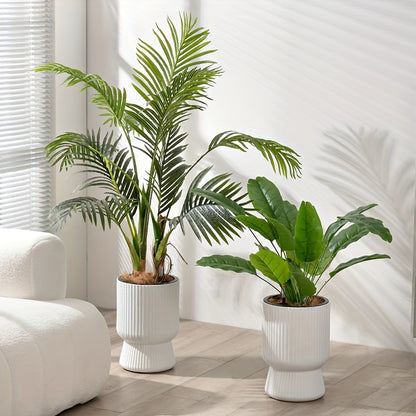 Hvid selvvandende blomsterpotte | Moderne vinrueglas-design plantekrukke med vandstandsmåler