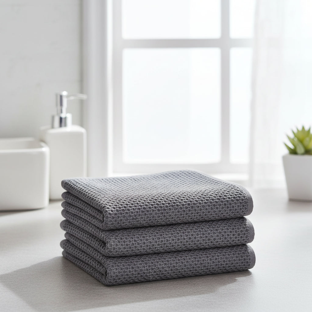 Conjunto de Panos de Algodão Macios Absorventes com Padrão de Colmeia