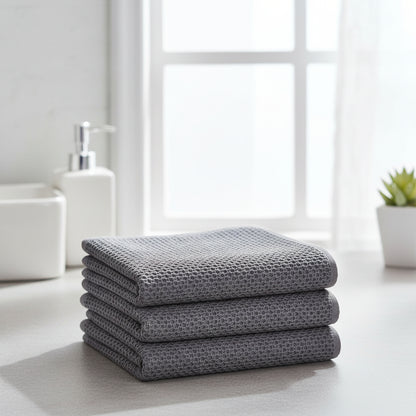 Conjunto de Panos de Algodão Macios Absorventes com Padrão de Colmeia