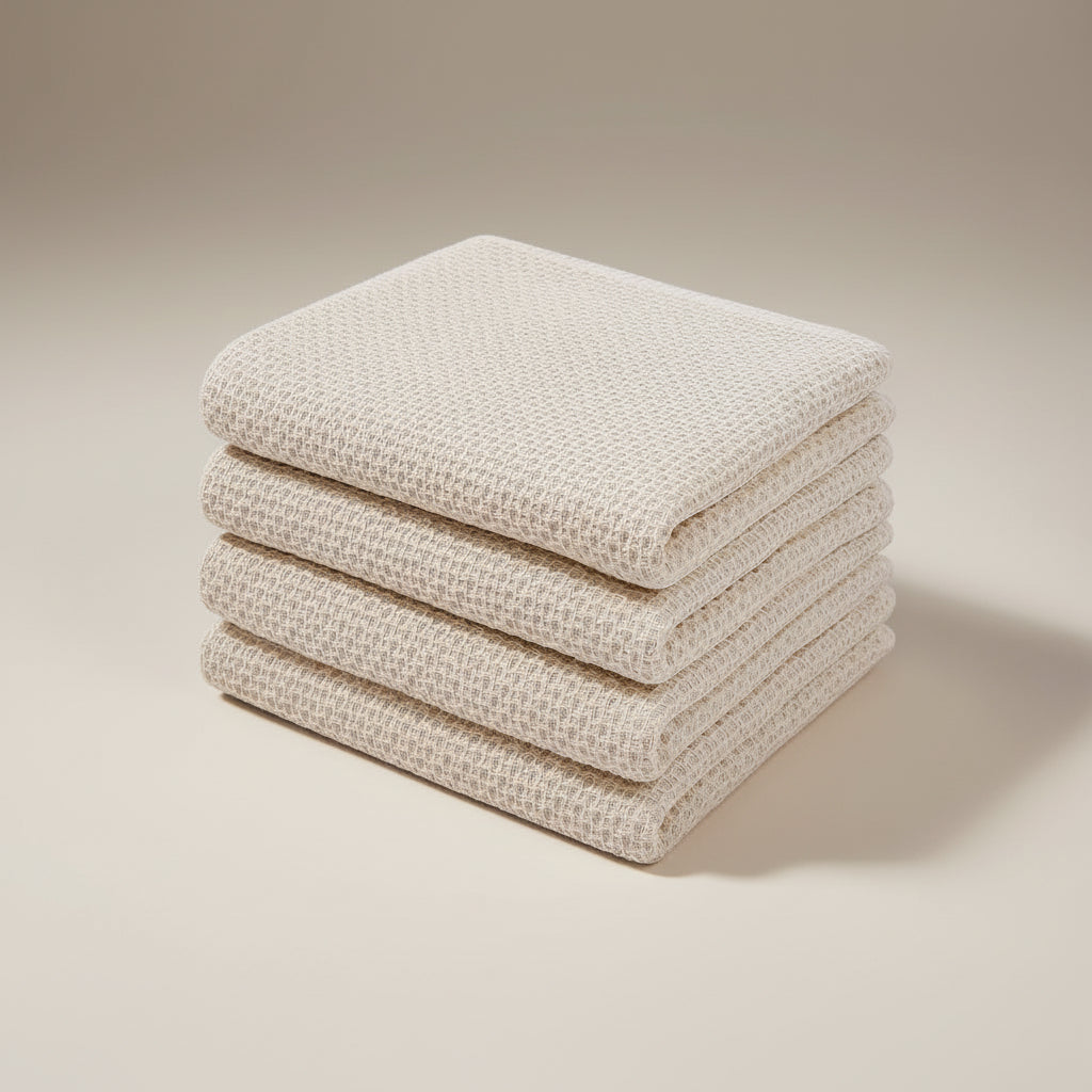 Conjunto de Panos de Algodão Macios Absorventes com Padrão de Colmeia
