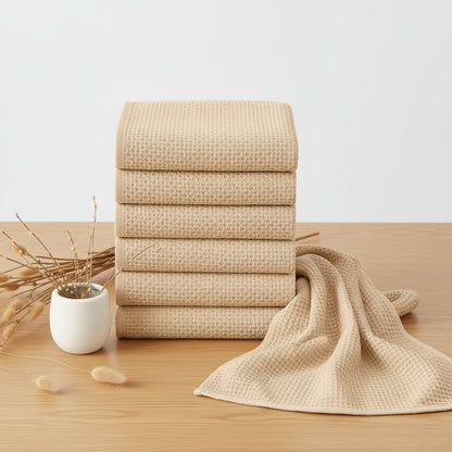 Conjunto de Panos de Algodão Macios Absorventes com Padrão de Colmeia