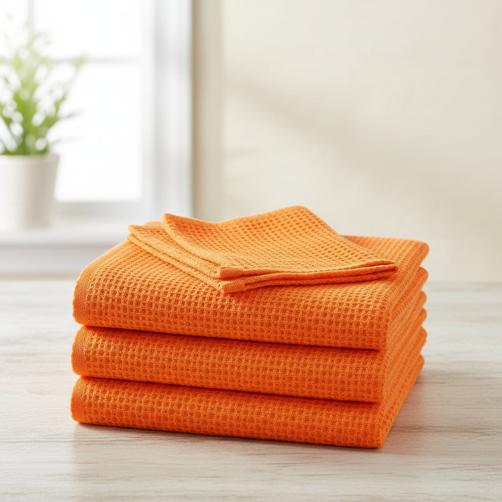 Conjunto de Panos de Algodão Macios Absorventes com Padrão de Colmeia