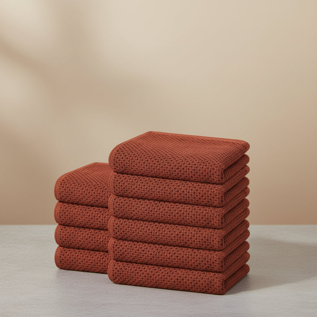 Conjunto de Panos de Algodão Macios Absorventes com Padrão de Colmeia