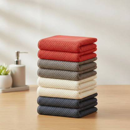 Conjunto de Panos de Algodão Macios Absorventes com Padrão de Colmeia