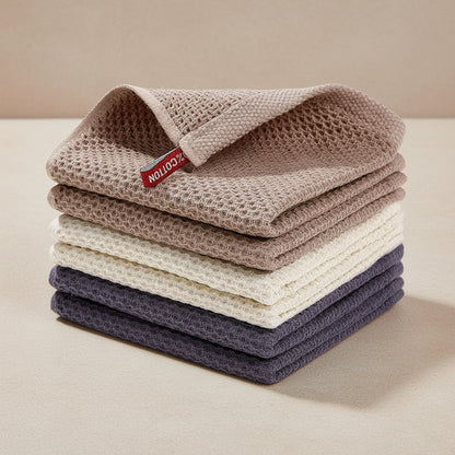 Conjunto de Panos de Algodão Macios Absorventes com Padrão de Colmeia