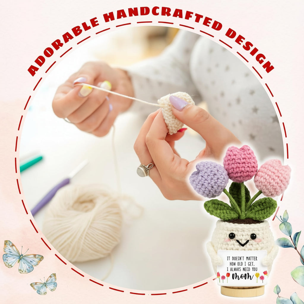 Presentes para o Dia da Mãe Flor em Croché Decoração de Secretária Feita à Mão