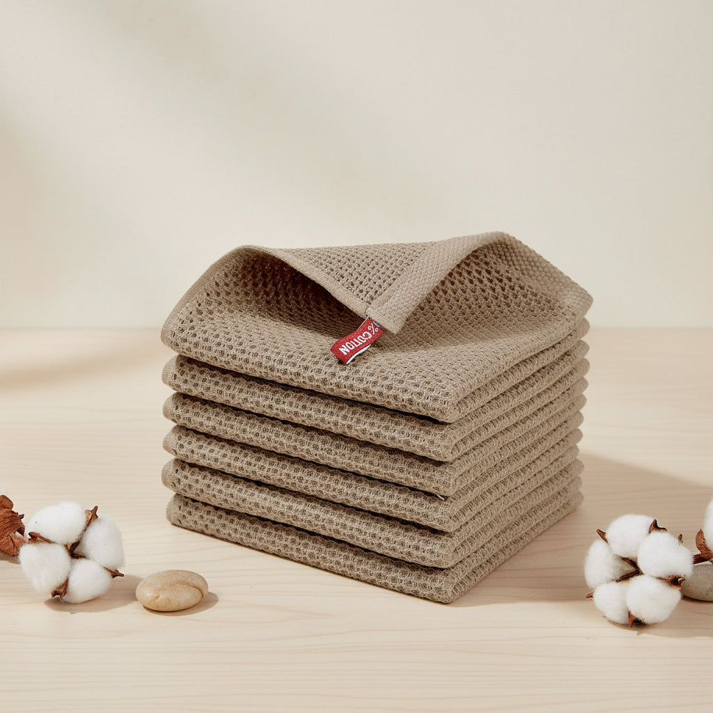 Conjunto de Panos de Algodão Macios Absorventes com Padrão de Colmeia