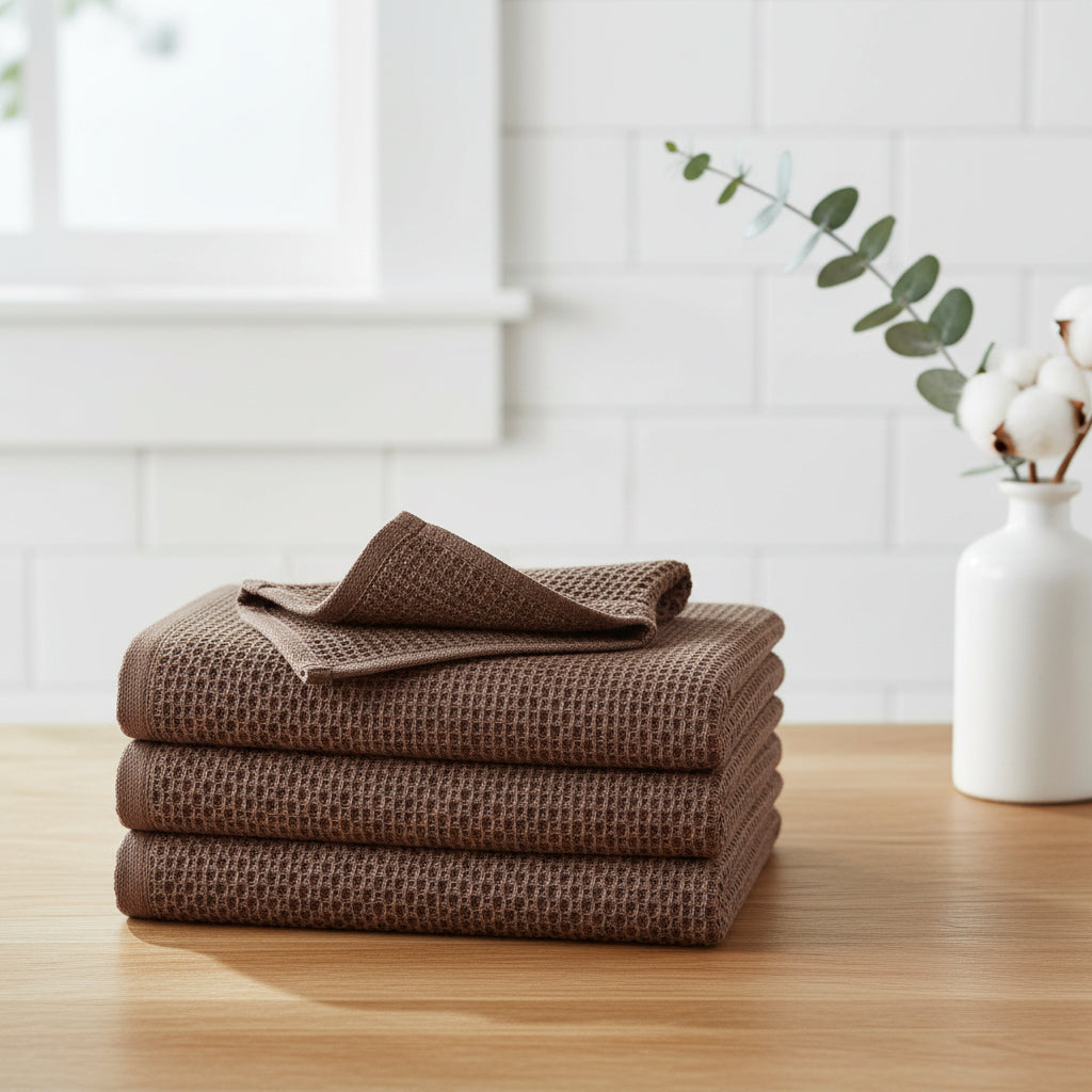 Conjunto de Panos de Algodão Macios Absorventes com Padrão de Colmeia