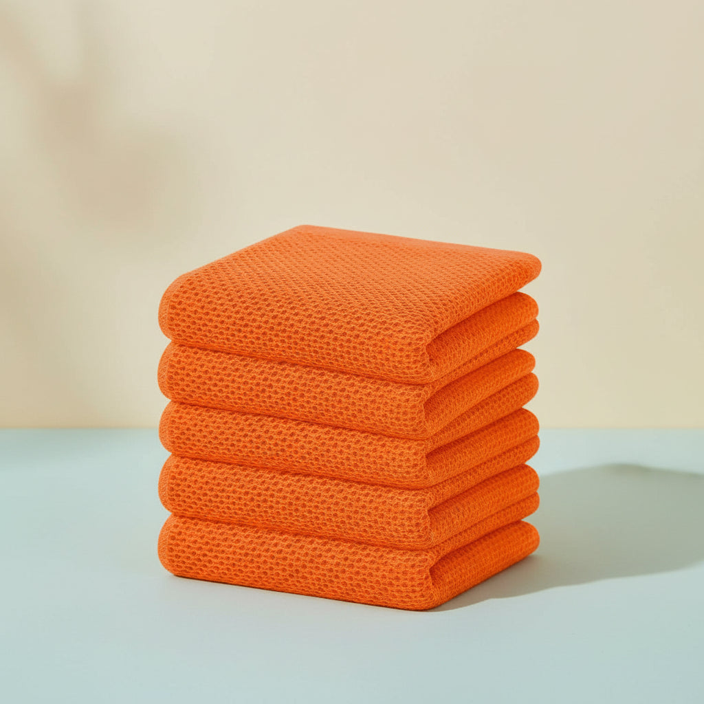 Conjunto de Panos de Algodão Macios Absorventes com Padrão de Colmeia