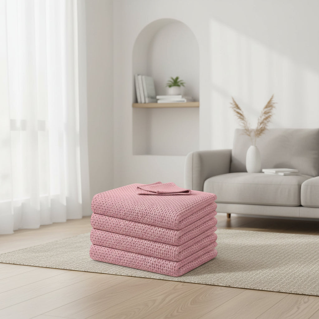 Conjunto de Panos de Algodão Macios Absorventes com Padrão de Colmeia