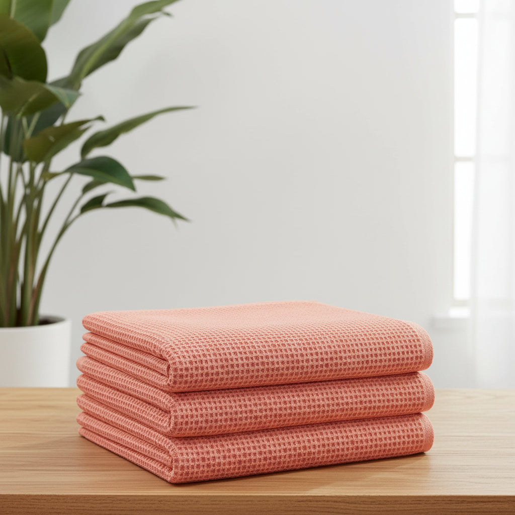 Conjunto de Panos de Algodão Macios Absorventes com Padrão de Colmeia