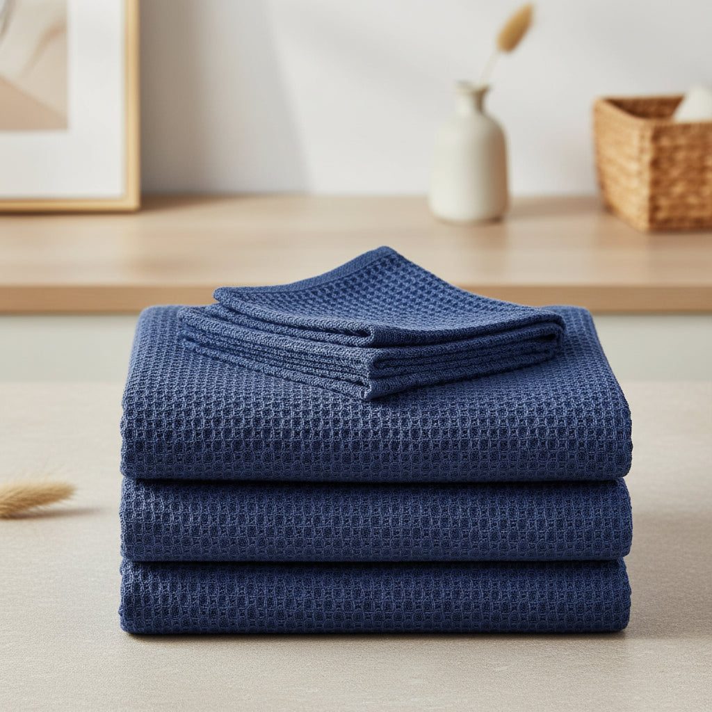 Conjunto de Panos de Algodão Macios Absorventes com Padrão de Colmeia