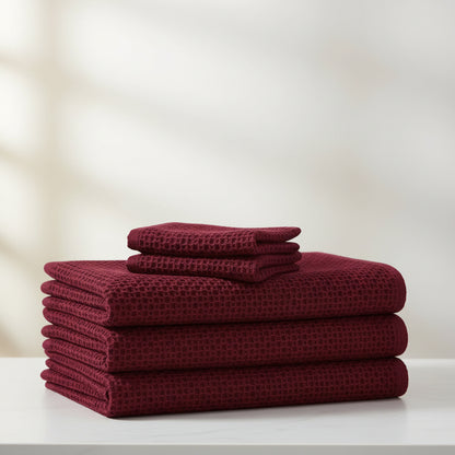 Conjunto de Panos de Algodão Macios Absorventes com Padrão de Colmeia