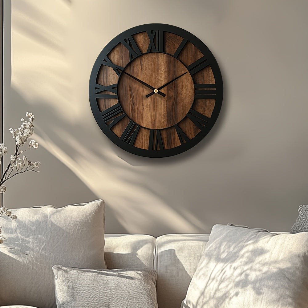 Reloj de Pared Vintage de Madera | Diseño con Números Romanos