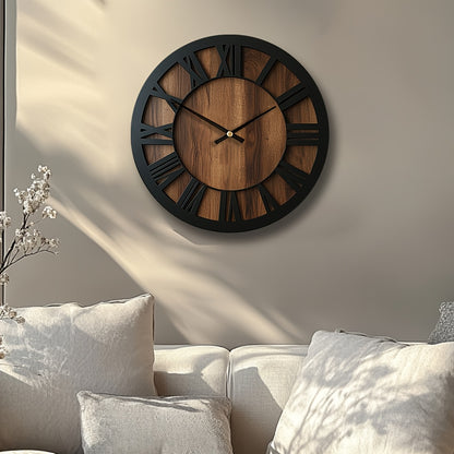 Reloj de Pared Vintage de Madera | Diseño con Números Romanos