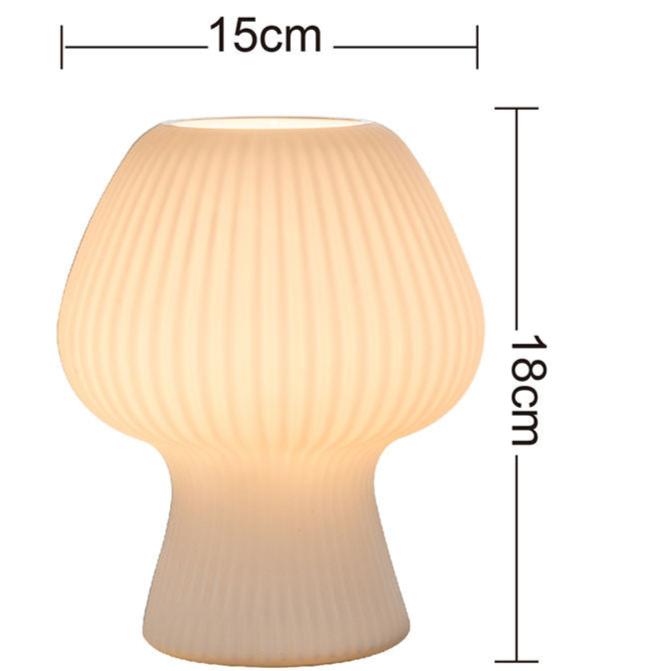 Vintage Nachttischlampe | Gerippte Glas-Pilzlampe