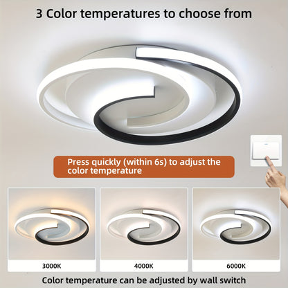 Moderne LED loftslampe | Swirl sort og hvid design